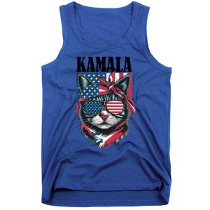 Kamala Harris 2024 Cat Lover With Sunglasses American Flag Gift Tank Top