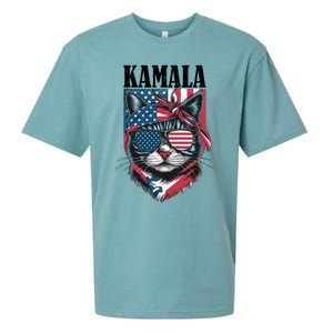 Kamala Harris 2024 Cat Lover With Sunglasses American Flag Gift Sueded Cloud Jersey T-Shirt