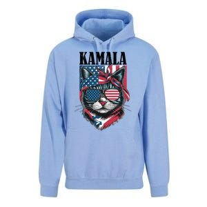 Kamala Harris 2024 Cat Lover With Sunglasses American Flag Gift Unisex Surf Hoodie