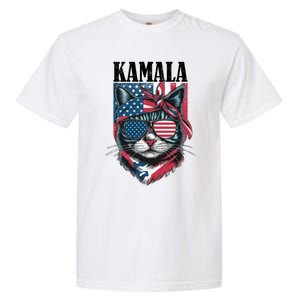 Kamala Harris 2024 Cat Lover With Sunglasses American Flag Gift Garment-Dyed Heavyweight T-Shirt