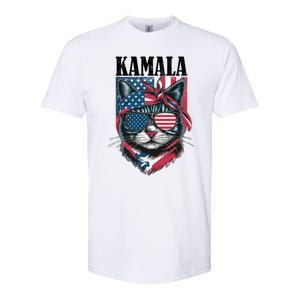 Kamala Harris 2024 Cat Lover With Sunglasses American Flag Gift Softstyle CVC T-Shirt