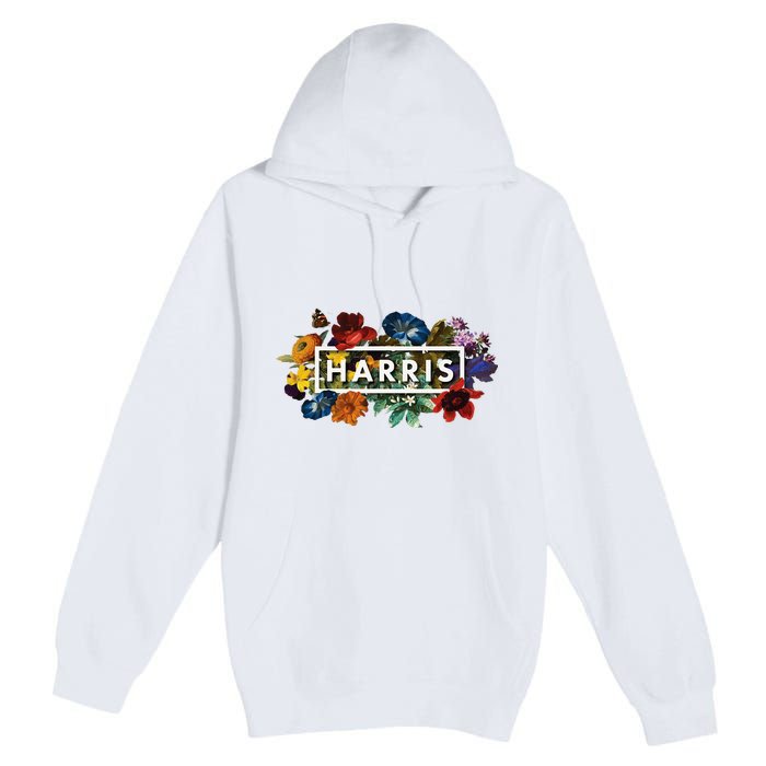 Kamala Harris 2024 Vintage Floral Women Harris President Premium Pullover Hoodie