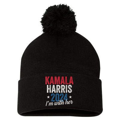 Kamala Harris 2024 Support Im With Her Pom Pom 12in Knit Beanie