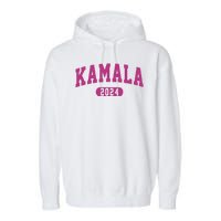 Kamala Harris 2024 President Varsity Print Garment-Dyed Fleece Hoodie