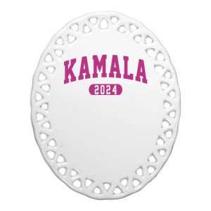 Kamala Harris 2024 President Varsity Print Ceramic Oval Ornament