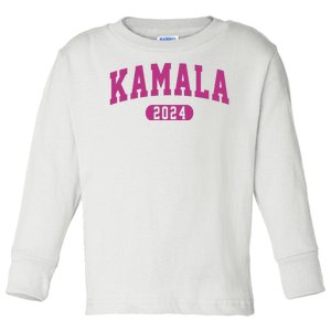 Kamala Harris 2024 President Varsity Print Toddler Long Sleeve Shirt