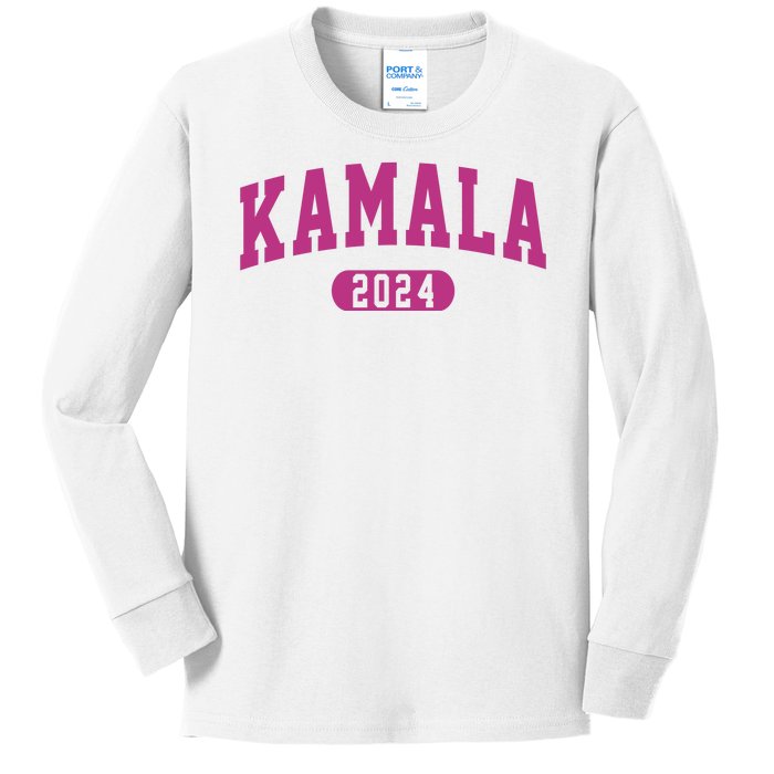 Kamala Harris 2024 President Varsity Print Kids Long Sleeve Shirt