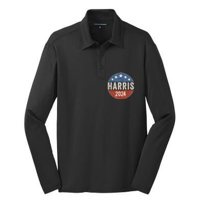 Kamala Harris 2024 For President Campaign Us Flag Great Gift Silk Touch Performance Long Sleeve Polo