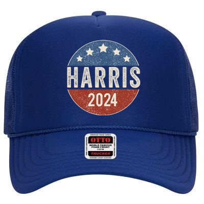 Kamala Harris 2024 For President Campaign Us Flag Great Gift High Crown Mesh Back Trucker Hat