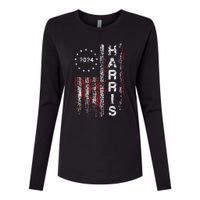 Kamala Harris 2024 For President Campaign Us Flag Vintage Womens Cotton Relaxed Long Sleeve T-Shirt