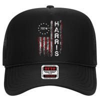 Kamala Harris 2024 For President Campaign Us Flag Vintage High Crown Mesh Back Trucker Hat