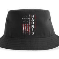 Kamala Harris 2024 For President Campaign Us Flag Vintage Sustainable Bucket Hat