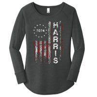 Kamala Harris 2024 For President Campaign Us Flag Vintage Women's Perfect Tri Tunic Long Sleeve Shirt