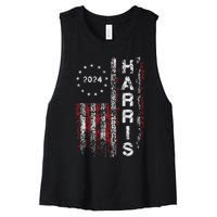 Kamala Harris 2024 For President Campaign Us Flag Vintage Women's Racerback Cropped Tank