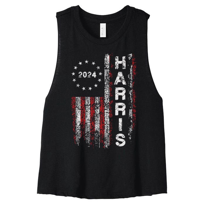 Kamala Harris 2024 For President Campaign Us Flag Vintage Women's Racerback Cropped Tank