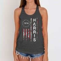 Kamala Harris 2024 For President Campaign Us Flag Vintage Women's Knotted Racerback Tank