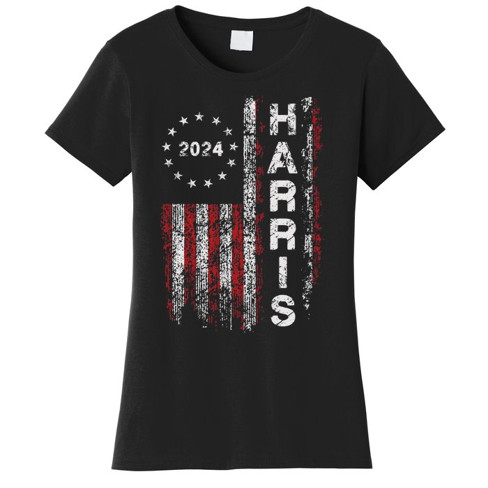 Kamala Harris 2024 For President Campaign Us Flag Vintage Women's T-Shirt