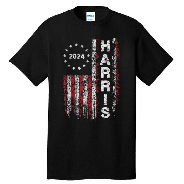 Kamala Harris 2024 For President Campaign Us Flag Vintage Tall T-Shirt