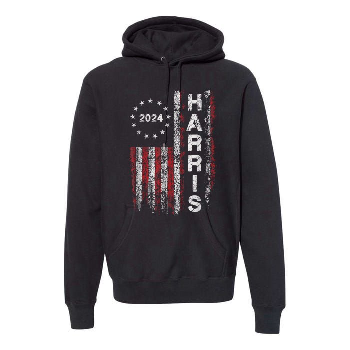 Kamala Harris 2024 For President Campaign Us Flag Vintage Premium Hoodie