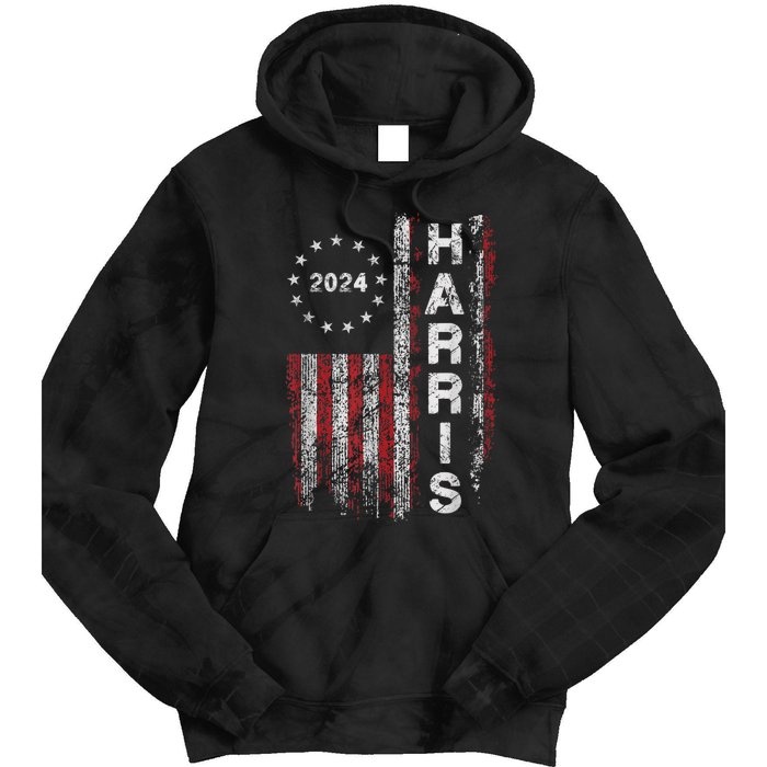 Kamala Harris 2024 For President Campaign Us Flag Vintage Tie Dye Hoodie