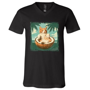 Kamala Harris 2024 Cat Lady Coconut Tree Vote Election Funny V-Neck T-Shirt