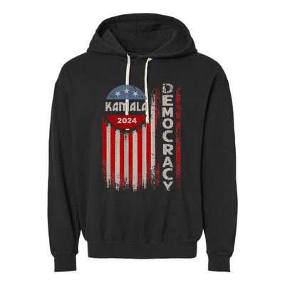 Kamala Harris 2024 Us Flag Democratic President Garment-Dyed Fleece Hoodie