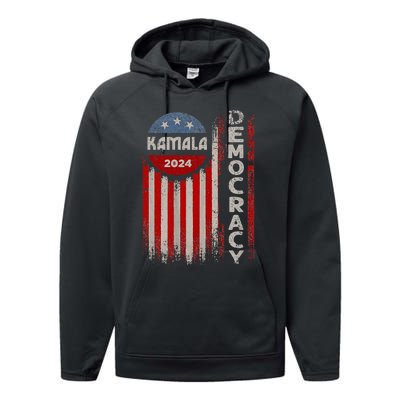 Kamala Harris 2024 Us Flag Democratic President Performance Fleece Hoodie