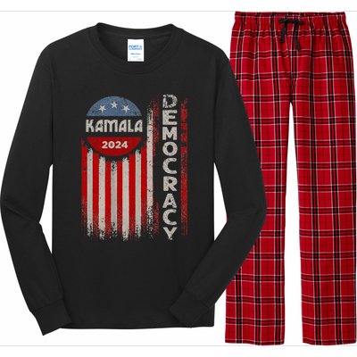 Kamala Harris 2024 Us Flag Democratic President Long Sleeve Pajama Set