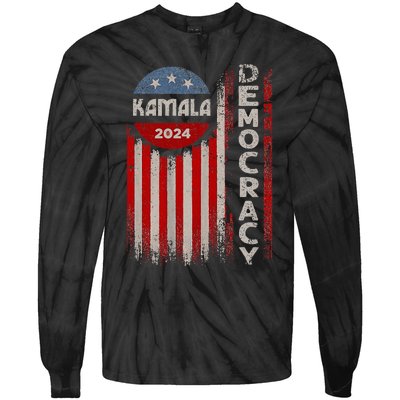 Kamala Harris 2024 Us Flag Democratic President Tie-Dye Long Sleeve Shirt