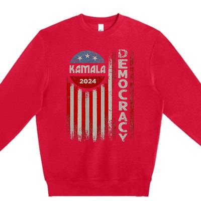 Kamala Harris 2024 Us Flag Democratic President Premium Crewneck Sweatshirt