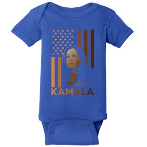 Kamala Harris 2024 American Flag Madam President Melanin Great Gift Baby Bodysuit