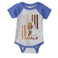 Kamala Harris 2024 American Flag Madam President Melanin Great Gift Infant Baby Jersey Bodysuit