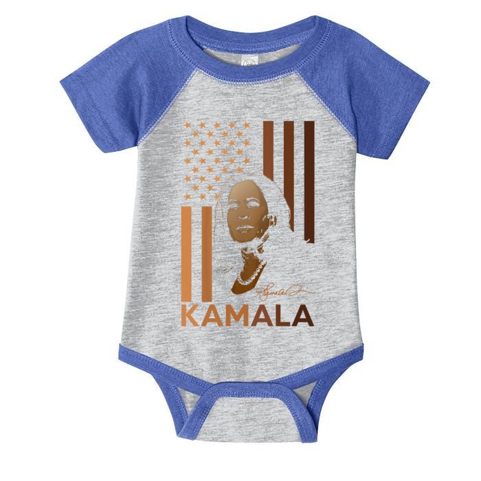 Kamala Harris 2024 American Flag Madam President Melanin Great Gift Infant Baby Jersey Bodysuit