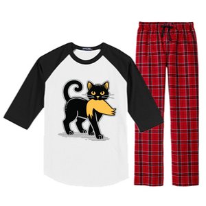 Kamala Harris 2024 Cat Carrying Trump Hair Sarcastic Walz Raglan Sleeve Pajama Set