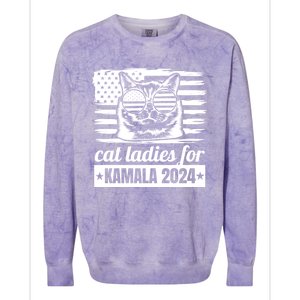 Kamala Harris 2024 Cat Lady Voting Cats Feminine Funny Women Colorblast Crewneck Sweatshirt