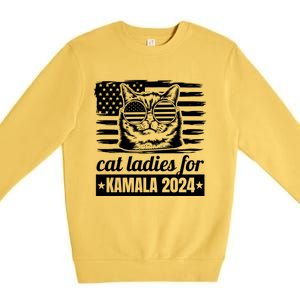 Kamala Harris 2024 Cat Lady Voting Cats Feminine Funny Women Premium Crewneck Sweatshirt