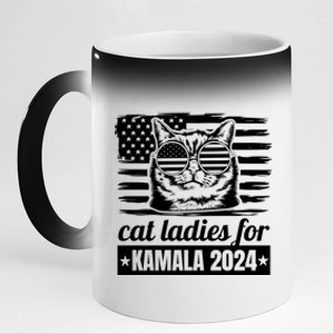 Kamala Harris 2024 Cat Lady Voting Cats Feminine Funny Women 11oz Black Color Changing Mug