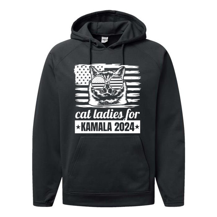 Kamala Harris 2024 Cat Lady Voting Cats Feminine Funny Women Performance Fleece Hoodie