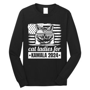 Kamala Harris 2024 Cat Lady Voting Cats Feminine Funny Women Long Sleeve Shirt