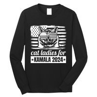 Kamala Harris 2024 Cat Lady Voting Cats Feminine Funny Women Long Sleeve Shirt