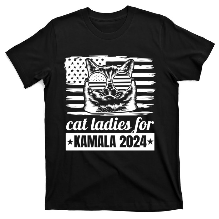 Kamala Harris 2024 Cat Lady Voting Cats Feminine Funny Women T-Shirt