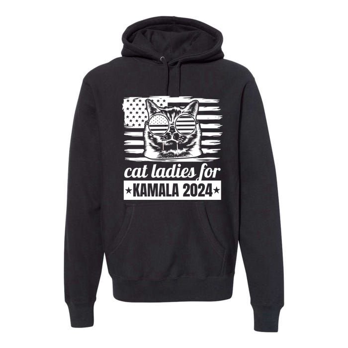 Kamala Harris 2024 Cat Lady Voting Cats Feminine Funny Women Premium Hoodie