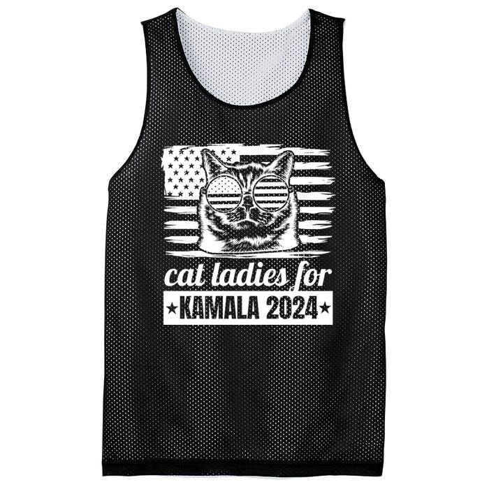 Kamala Harris 2024 Cat Lady Voting Cats Feminine Funny Women Mesh Reversible Basketball Jersey Tank