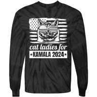 Kamala Harris 2024 Cat Lady Voting Cats Feminine Funny Women Tie-Dye Long Sleeve Shirt