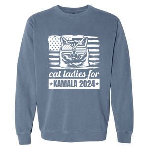 Kamala Harris 2024 Cat Lady Voting Cats Feminine Funny Women Garment-Dyed Sweatshirt