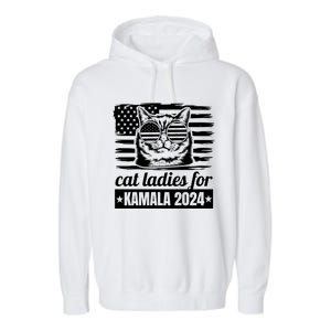 Kamala Harris 2024 Cat Lady Voting Cats Feminine Funny Women Garment-Dyed Fleece Hoodie