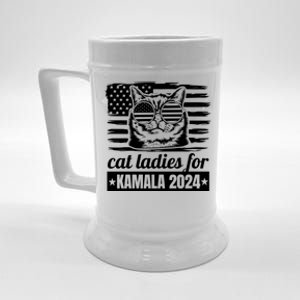 Kamala Harris 2024 Cat Lady Voting Cats Feminine Funny Women Beer Stein