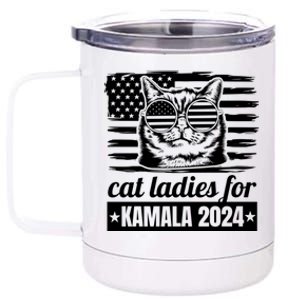 Kamala Harris 2024 Cat Lady Voting Cats Feminine Funny Women 12 oz Stainless Steel Tumbler Cup