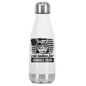 Kamala Harris 2024 Cat Lady Voting Cats Feminine Funny Women Stainless Steel Insulated Water Bottle