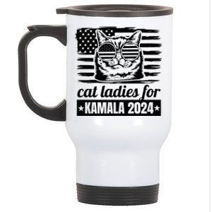 Kamala Harris 2024 Cat Lady Voting Cats Feminine Funny Women Stainless Steel Travel Mug